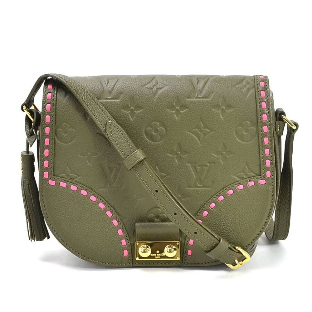 Louis Vuitton Monogram Empreinte Juno Khaki Green Leather Shoulder Bag